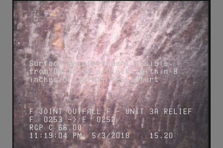 Surface Reinforcement Visible, from 09 to 03 o'clock, within 8 inches of joint: YES, Start