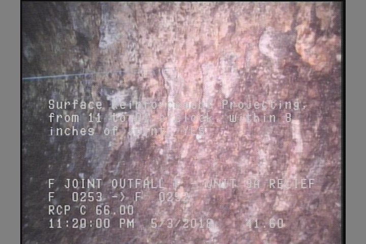 Surface Reinforcement Projecting, from 11 to 01 o'clock, within 8 inches of joint: YES