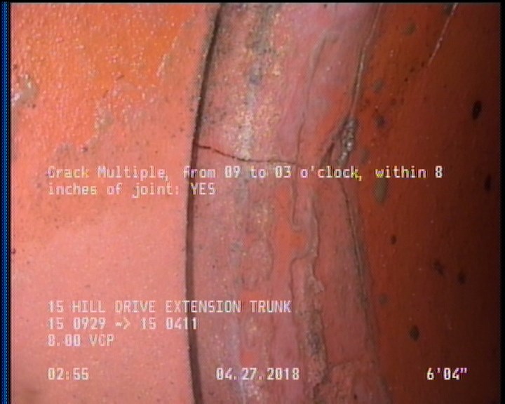 Crack Multiple, from 09 to 03 o'clock, within 8 inches of joint: YES
