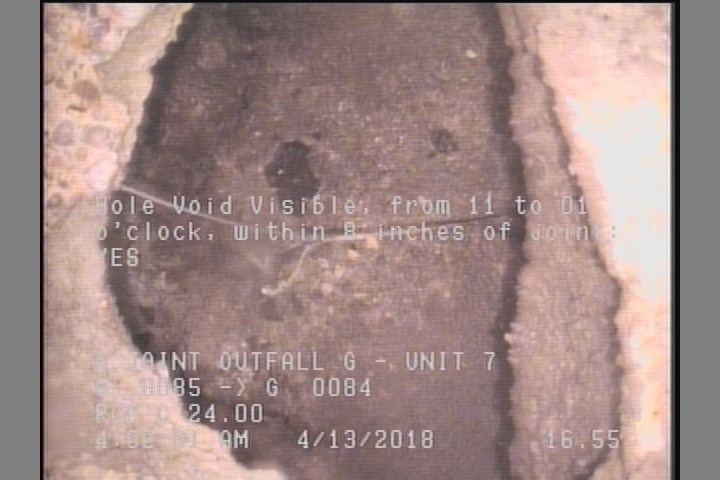 Hole Void Visible, from 11 to 01 o'clock, within 8 inches of joint: YES