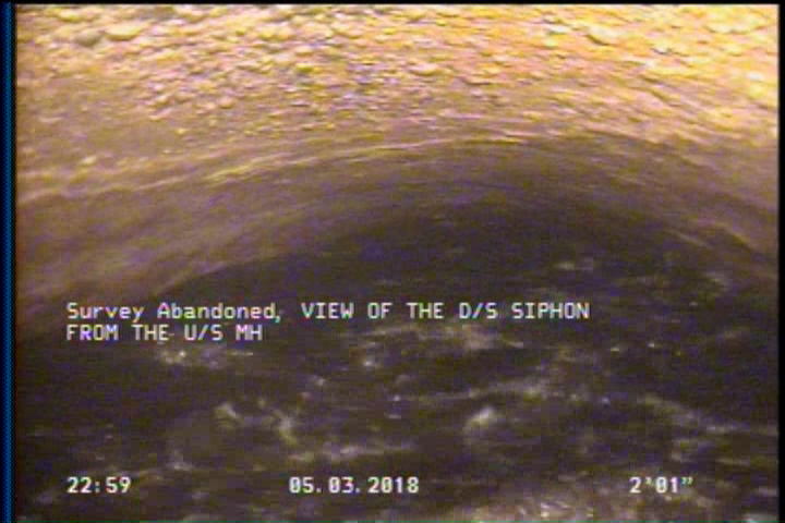 Survey Abandoned - VIEW OF THE D/S SIPHON FROM THE U/S MH