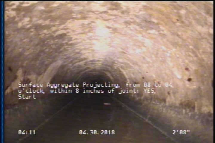 Surface Aggregate Projecting, from 08 to 04 o'clock, within 8 inches of joint: YES, Start