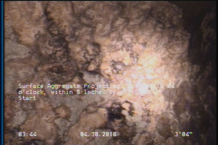 Surface Aggregate Projecting, from 08 to 04 o'clock, within 8 inches of joint: YES, Start