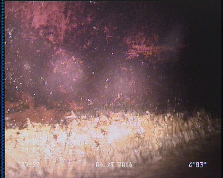 Deposits Attached Grease, 10 %of cross sectional area, from 04 to 08 o'clock, , within 8 inches of joint: YES, Start