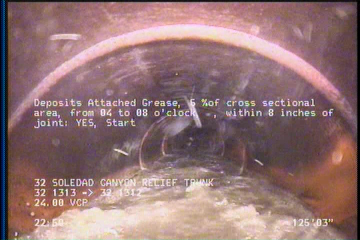 Deposits Attached Grease, 5 %of cross sectional area, from 04 to 08 o'clock, , within 8 inches of joint: YES, Start