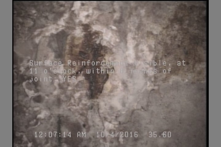 Surface Reinforcement Visible, at 11 o'clock, within 8 inches of joint: YES