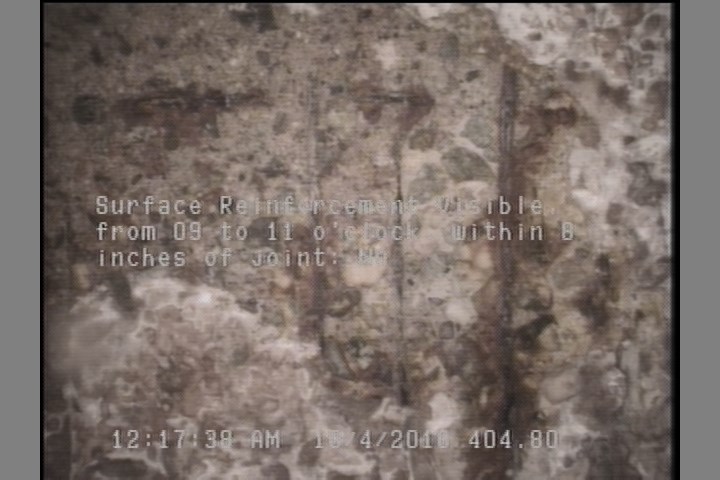 Surface Reinforcement Visible, from 09 to 11 o'clock, within 8 inches of joint: NO