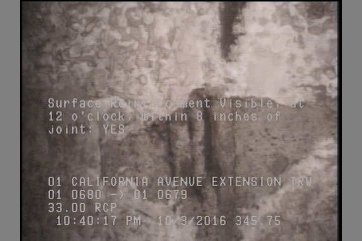 Surface Reinforcement Visible, at 12 o'clock, within 8 inches of joint: YES