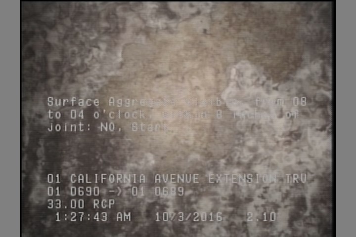 Surface Aggregate Visible, from 08 to 04 o'clock, within 8 inches of joint: NO, Start