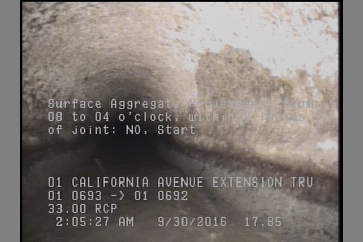 Surface Aggregate Projecting, from 08 to 04 o'clock, within 8 inches of joint: NO, Start