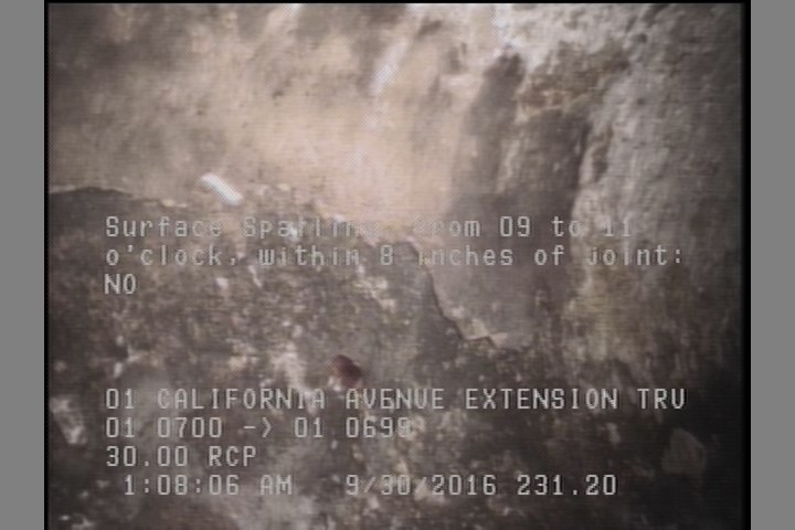 Surface Spalling, from 09 to 11 o'clock, within 8 inches of joint: NO