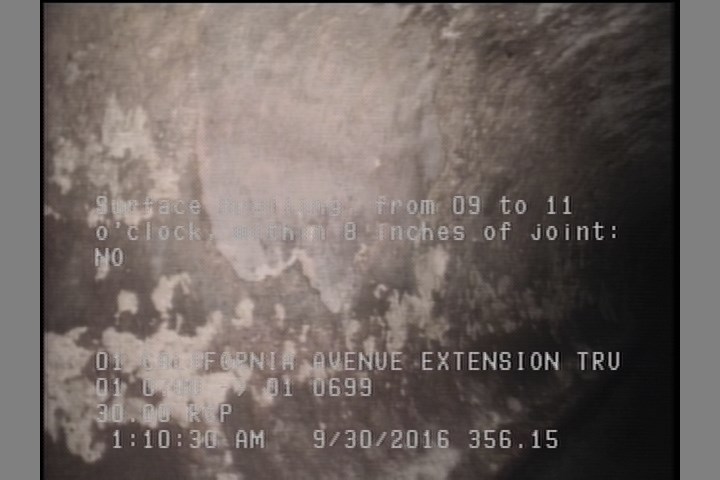 Surface Spalling, from 09 to 11 o'clock, within 8 inches of joint: NO