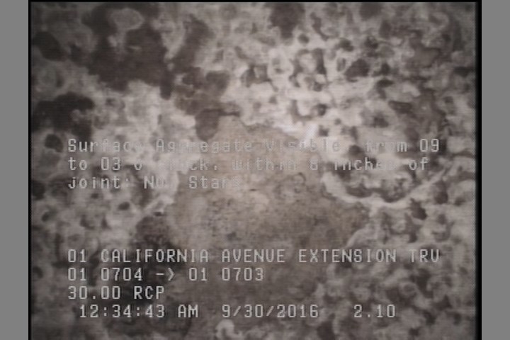 Surface Aggregate Visible, from 09 to 03 o'clock, within 8 inches of joint: NO, Start