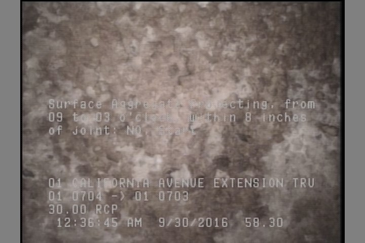 Surface Aggregate Projecting, from 09 to 03 o'clock, within 8 inches of joint: NO, Start