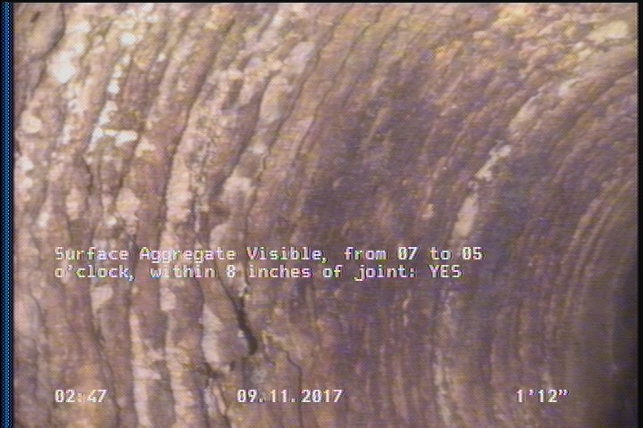 Surface Aggregate Visible, from 07 to 05 o'clock, within 8 inches of joint: YES