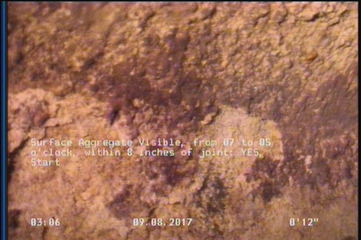 Surface Aggregate Visible, from 07 to 05 o'clock, within 8 inches of joint: YES, Start