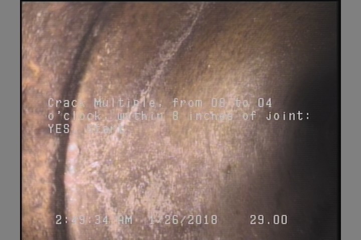 Crack Multiple, from 08 to 04 o'clock, within 8 inches of joint: YES, Start