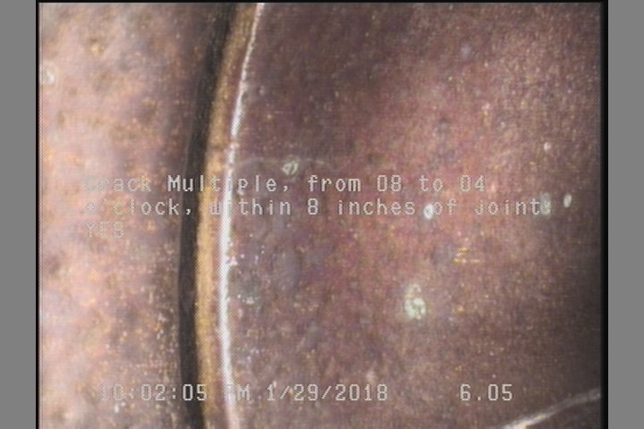 Crack Multiple, from 08 to 04 o'clock, within 8 inches of joint: YES