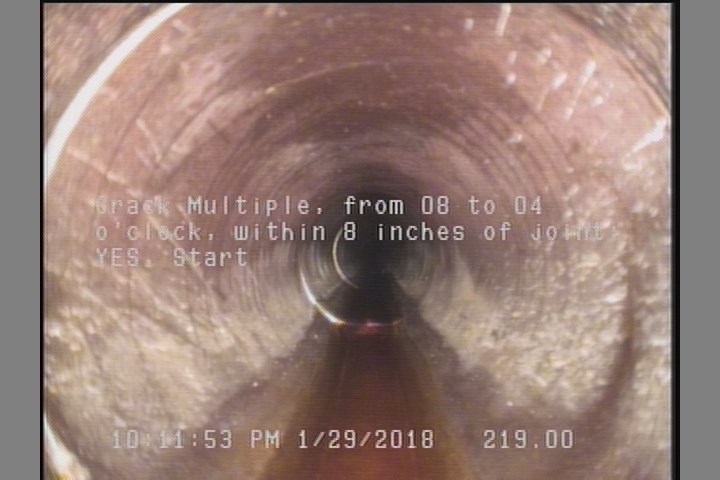 Crack Multiple, from 08 to 04 o'clock, within 8 inches of joint: YES, Start