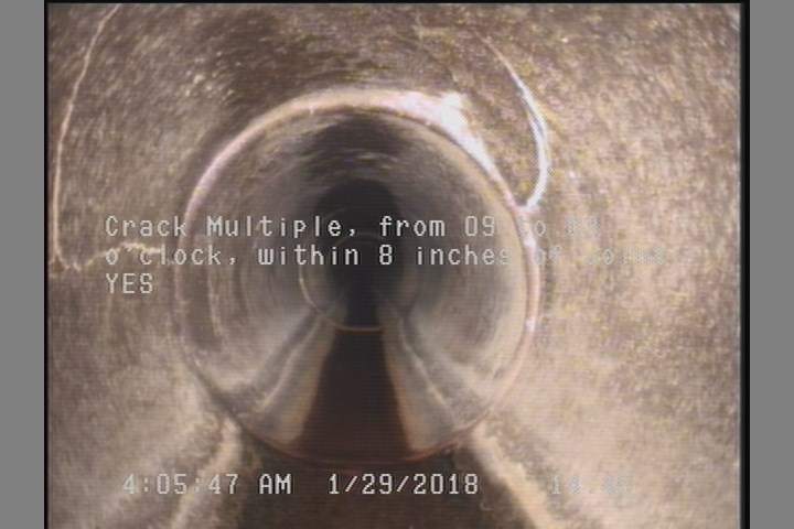 Crack Multiple, from 09 to 03 o'clock, within 8 inches of joint: YES