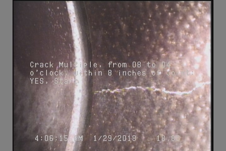Crack Multiple, from 08 to 04 o'clock, within 8 inches of joint: YES, Start