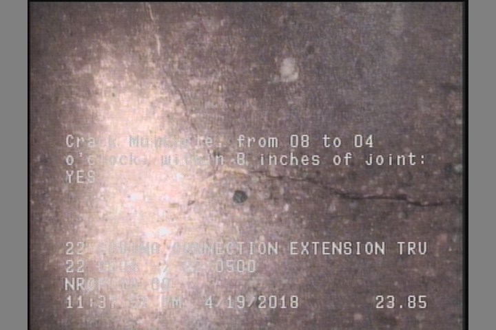 Crack Multiple, from 08 to 04 o'clock, within 8 inches of joint: YES