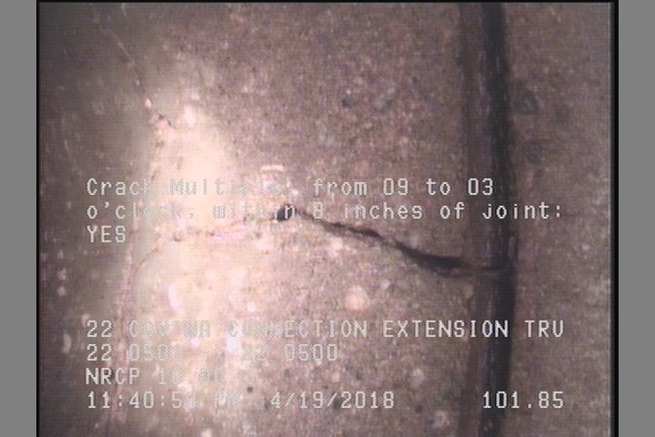Crack Multiple, from 09 to 03 o'clock, within 8 inches of joint: YES