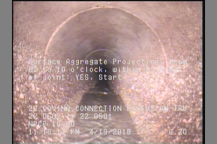 Surface Aggregate Projecting, from 02 to 10 o'clock, within 8 inches of joint: YES, Start