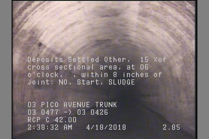 Deposits Settled Other, 15 %of cross sectional area, at 06 o'clock, , within 8 inches of joint: NO, Start - SLUDGE