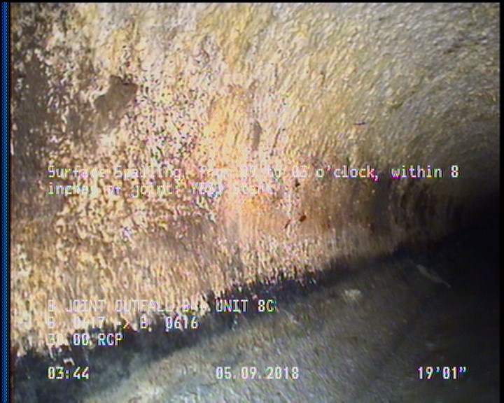 Surface Spalling, from 09 to 03 o'clock, within 8 inches of joint: YES, Start