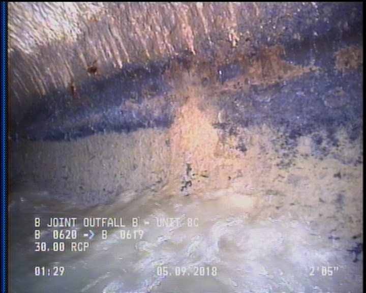 Deposits Attached Grease, 5 %of cross sectional area, from 03 to 09 o'clock, , within 8 inches of joint: YES, Start