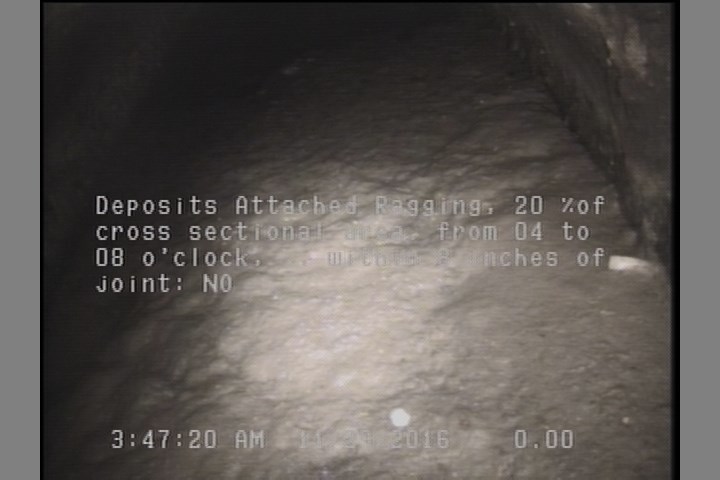 Deposits Attached Ragging, 20 %of cross sectional area, from 04 to 08 o'clock, , within 8 inches of joint: NO