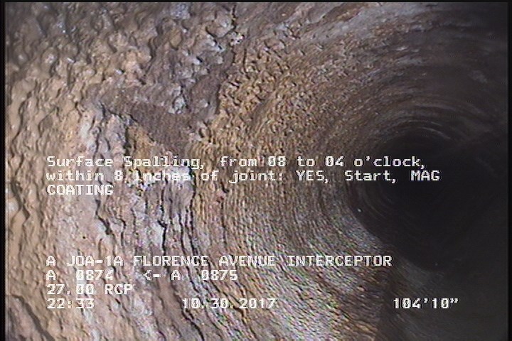 Surface Spalling, from 08 to 04 o'clock, within 8 inches of joint: YES, Start - MAG COATING