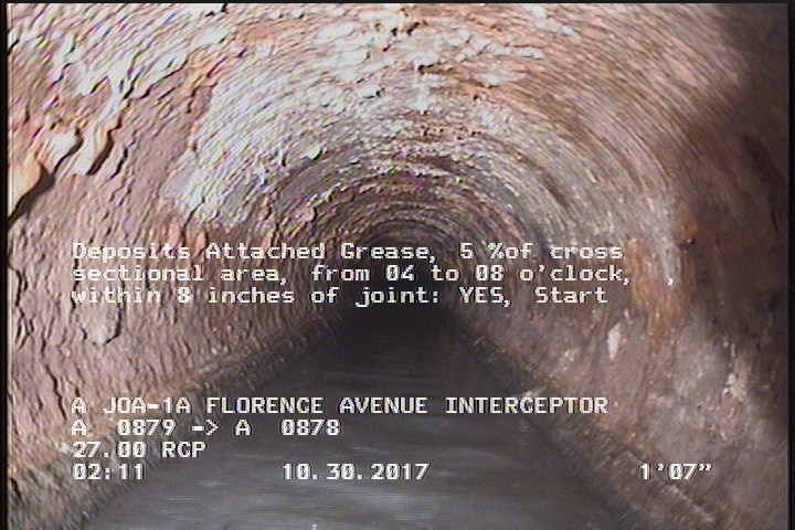Deposits Attached Grease, 5 %of cross sectional area, from 04 to 08 o'clock, , within 8 inches of joint: YES, Start