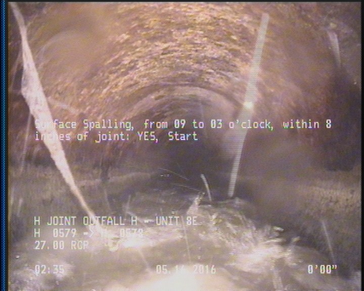 Surface Spalling, from 09 to 03 o'clock, within 8 inches of joint: YES, Start