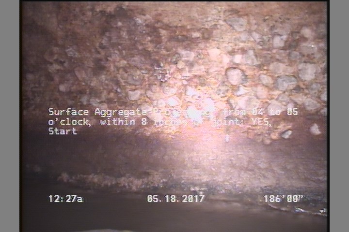 Surface Aggregate Projecting, from 04 to 05 o'clock, within 8 inches of joint: YES, Start