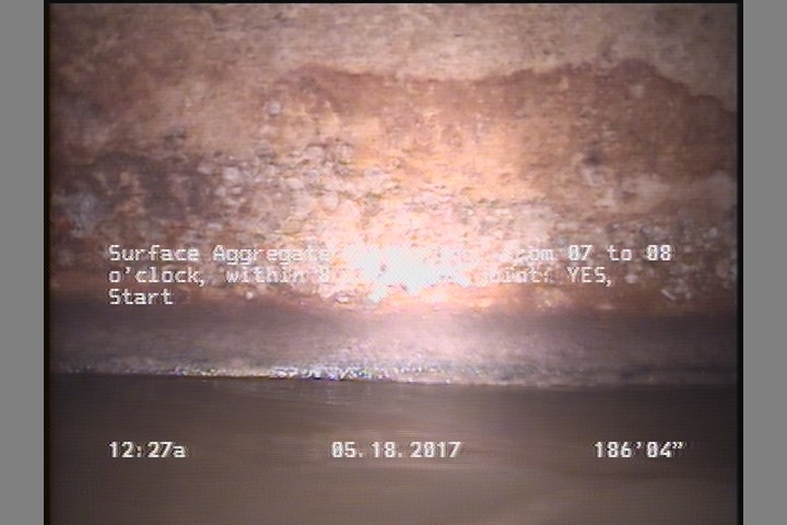 Surface Aggregate Projecting, from 07 to 08 o'clock, within 8 inches of joint: YES, Start