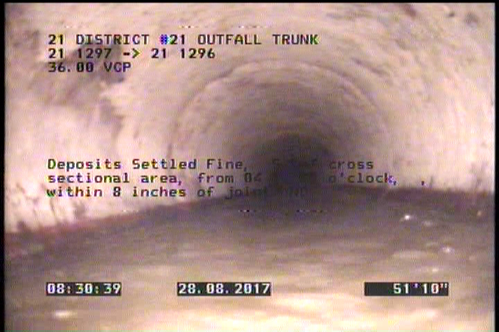 Deposits Settled Fine, 5 %of cross sectional area, from 04 to 08 o'clock, , within 8 inches of joint: NO