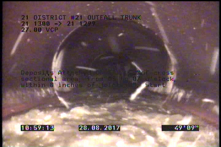 Deposits Attached Grease, 5 %of cross sectional area, from 05 to 07 o'clock, , within 8 inches of joint: NO, Start