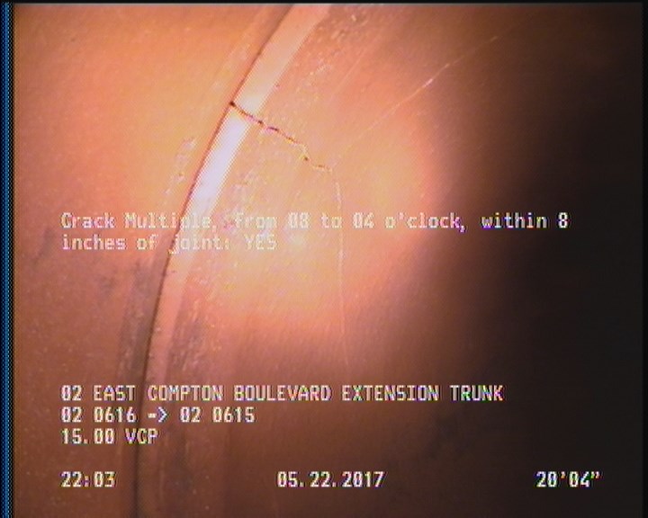 Crack Multiple, from 08 to 04 o'clock, within 8 inches of joint: YES