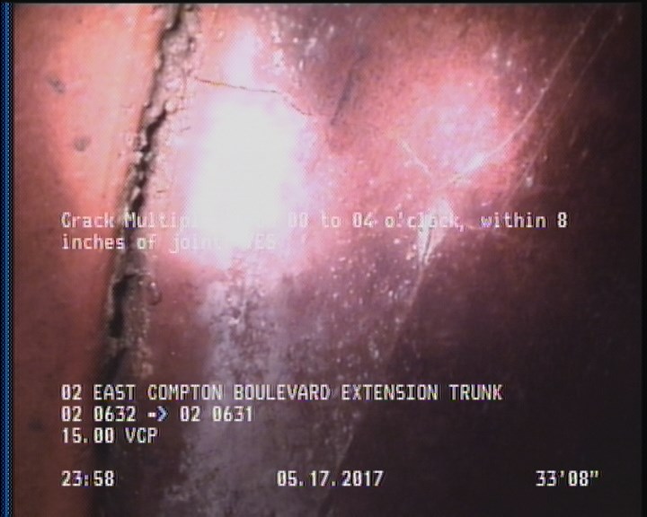 Crack Multiple, from 08 to 04 o'clock, within 8 inches of joint: YES