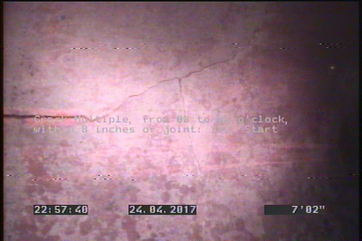 Crack Multiple, from 08 to 04 o'clock, within 8 inches of joint: YES, Start
