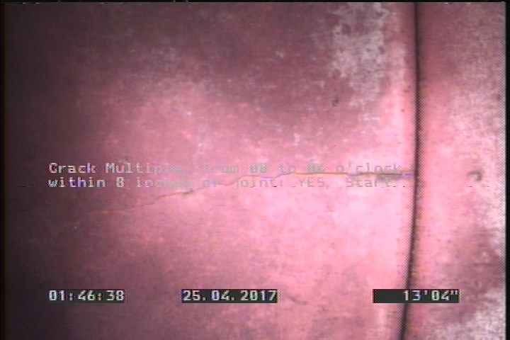 Crack Multiple, from 08 to 04 o'clock, within 8 inches of joint: YES, Start