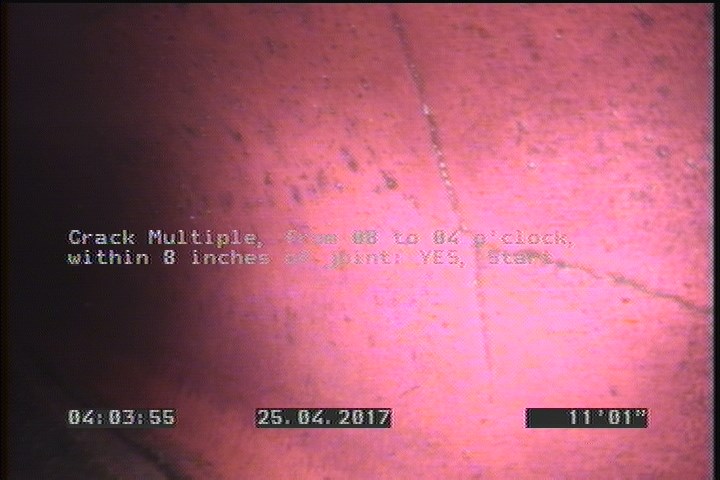 Crack Multiple, from 08 to 04 o'clock, within 8 inches of joint: YES, Start - SPORADIC CRACKS THROUGHOUT