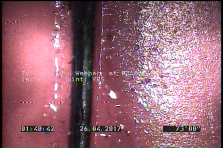 Infiltration Weeper, at 03 o'clock, within 8 inches of joint: YES