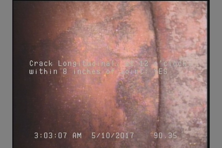 Crack Longitudinal, at 12 o'clock, within 8 inches of joint: YES