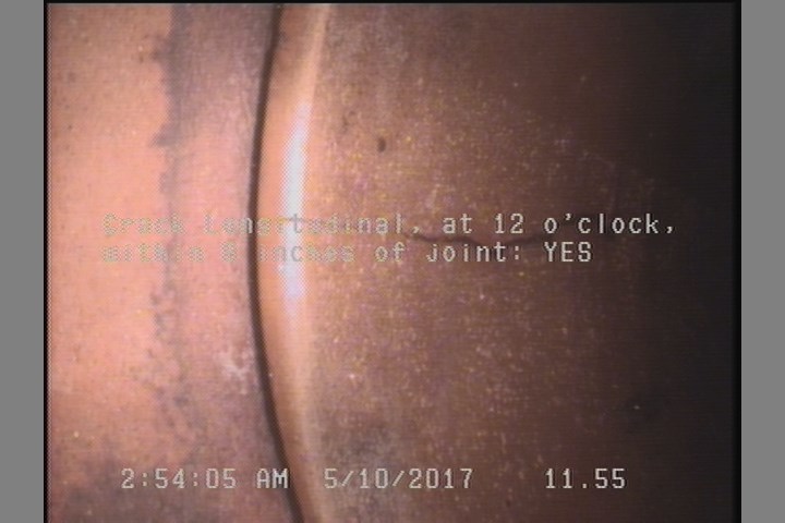 Crack Longitudinal, at 12 o'clock, within 8 inches of joint: YES