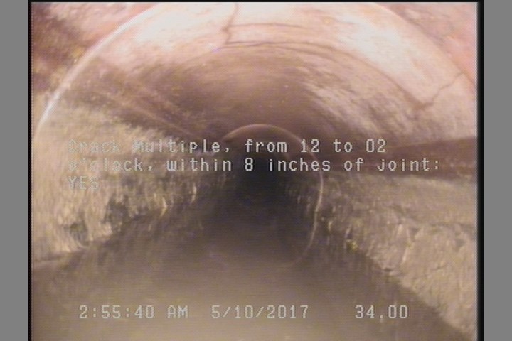 Crack Multiple, from 12 to 02 o'clock, within 8 inches of joint: YES