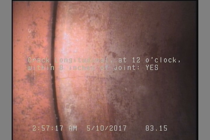 Crack Longitudinal, at 12 o'clock, within 8 inches of joint: YES