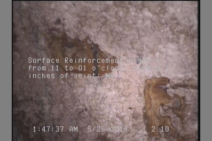 Surface Reinforcement Visible, from 11 to 01 o'clock, within 8 inches of joint: NO, Start